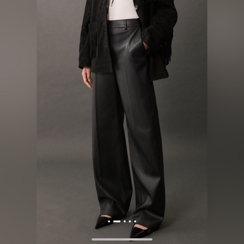 Mango Faux Leather Black Trousers